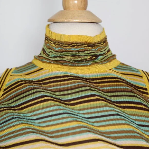 GORGEOUS MISSONI MADE IN ITALY MIDI SLEEVELESS Turtleneck KNIT DRESS EUC SIZE 40 - Picture 5 of 6